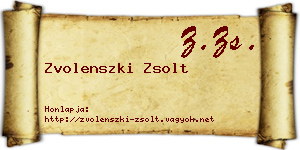 Zvolenszki Zsolt névjegykártya